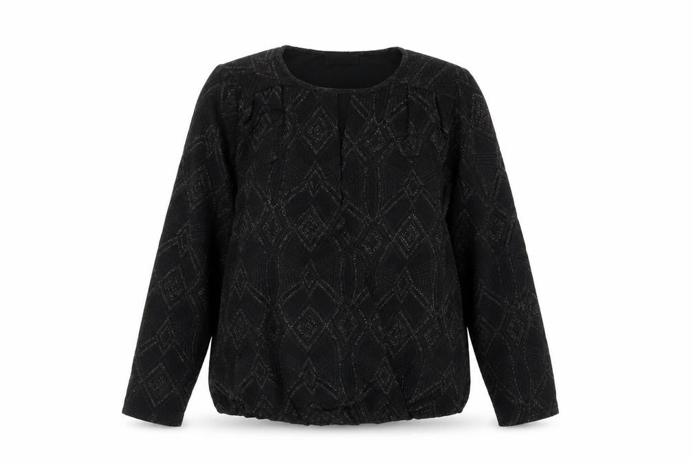 Wallis Womens Black Glitter Geometric Long Sleeve Tunic Blouse Size S