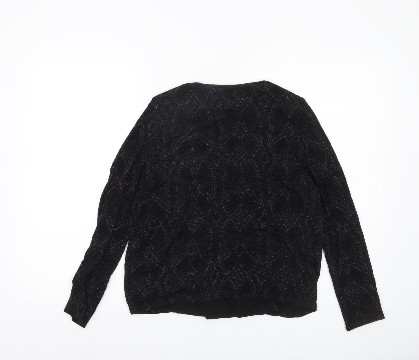 Wallis Womens Black Glitter Geometric Long Sleeve Tunic Blouse Size S