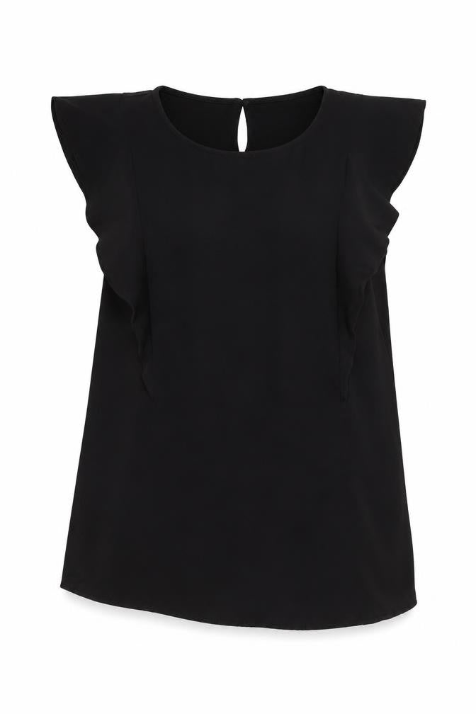 Séraphine Women Black Blouse UK 8 Sleeveless Tunic Style