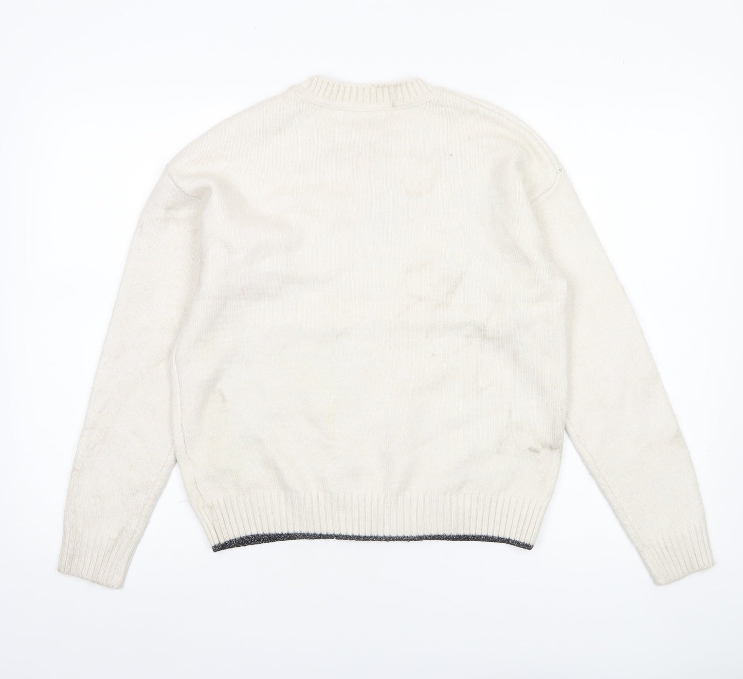 Marks and Spencer Womens Ivory Star Jumper Pullover Small Wool Blend