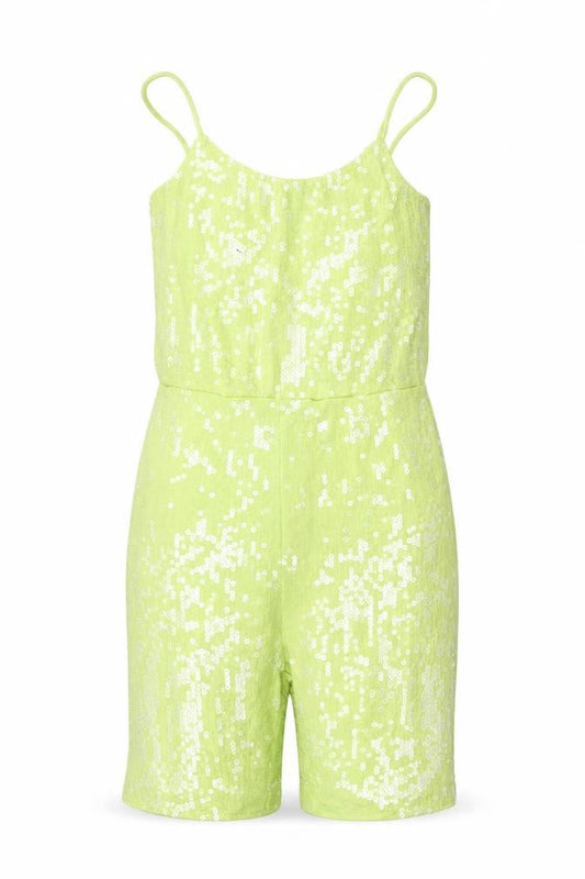 Motel Rocks Womens Green Sequin Playsuit XS Slim Fit Summer Party