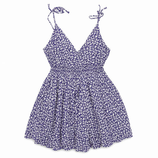 Jack Wills Womens Blue Floral Skater Dress Size 6 Summer V-Neck