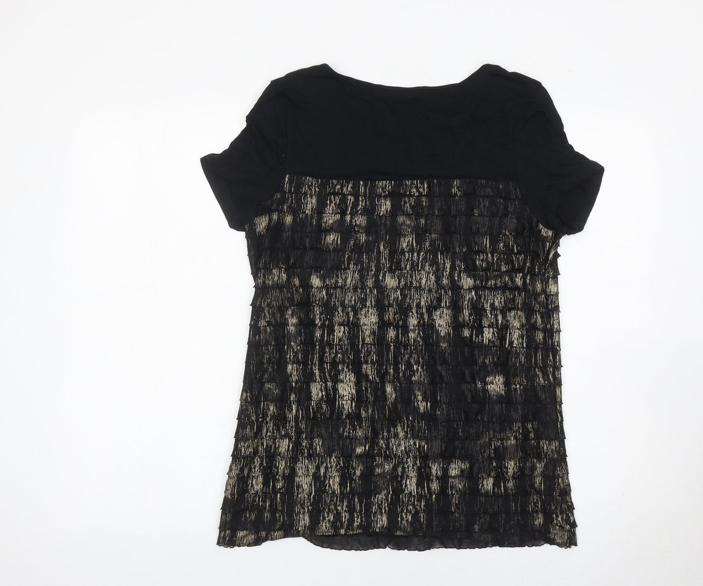 Bm Collection Womens Black Size 12 Scoop Neck Short Sleeve Blouse
