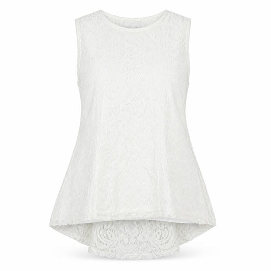 Quiz Womens White Lace Tunic Blouse Size 12 Sleeveless Summer Top