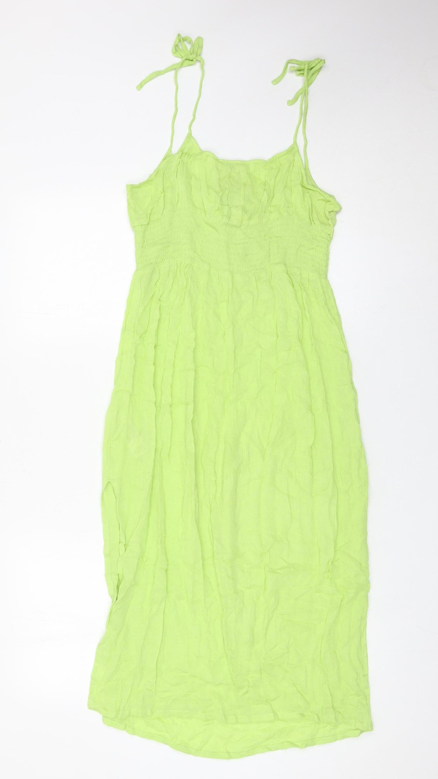 Topshop Women Green Cotton Maxi Midi Summer Dress Size S