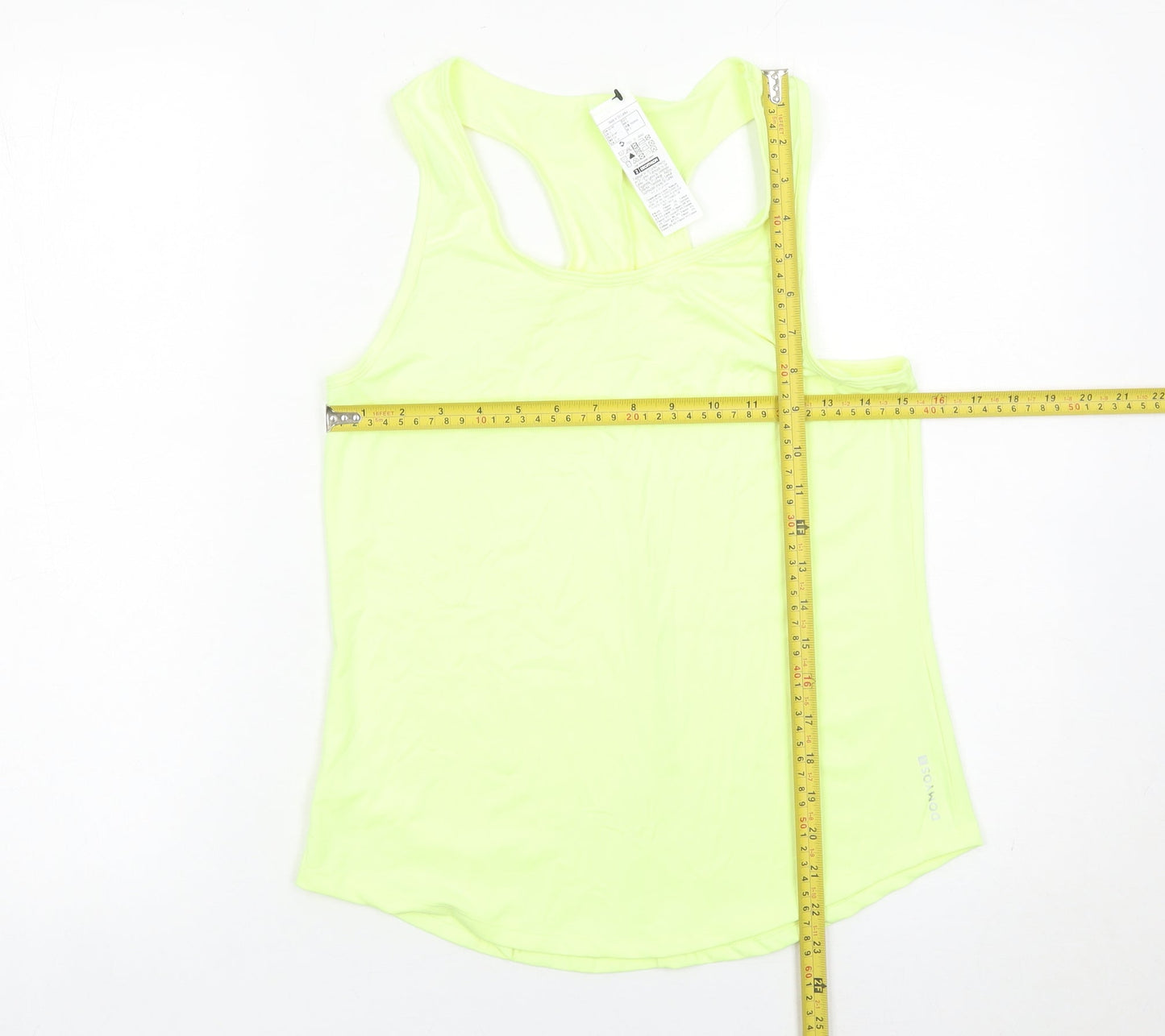 Decathlon Womens Yellow Racerback Tank Top S Athletic Fit
