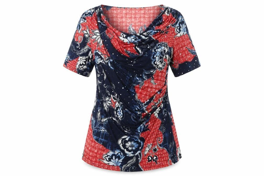 Saloos Womens Multicoloured Floral Tunic Blouse UK 14 Cowl Neck
