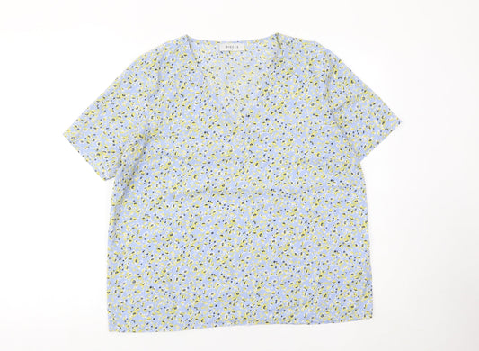 Pieces Womens Multicoloured Floral V-Neck Blouse XL Lightweight