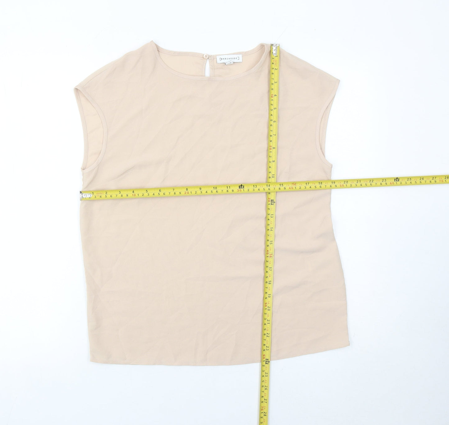 Warehouse Women’s Beige Blouse Size 8 Sleeveless Workwear Top