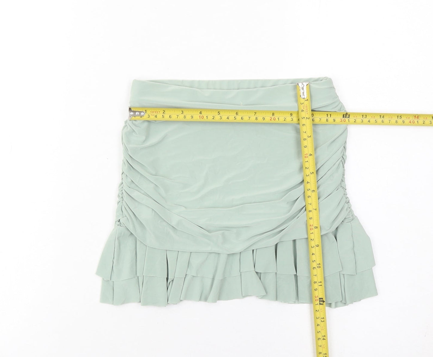 EGO Women’s Green Size 6 Mini Pleated Ruffle Skirt