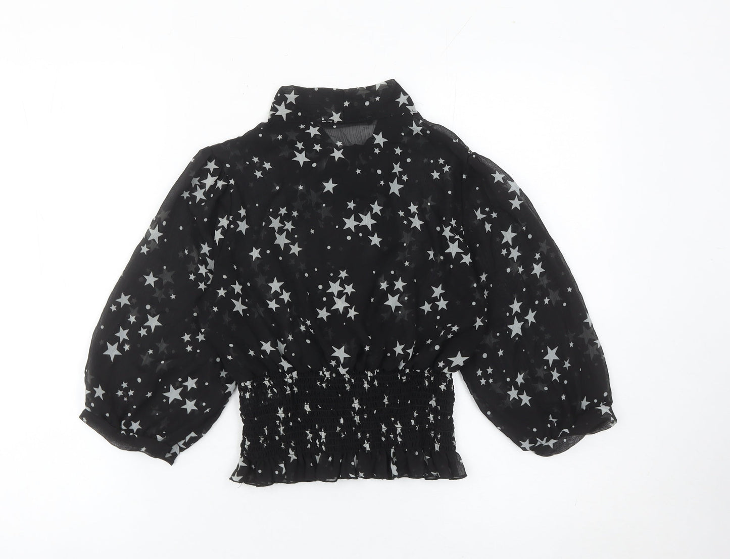 Atmosphere Womens Black Star Print Blouse Size 10 Balloon Sleeve Tunic