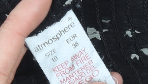 Atmosphere Womens Black Star Print Blouse Size 10 Balloon Sleeve Tunic