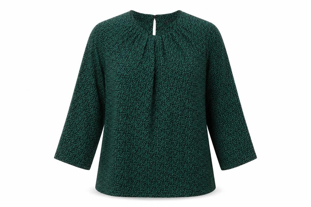John Lewis Women’s Green Floral Blouse Size 10 Tunic 3/4 Sleeve