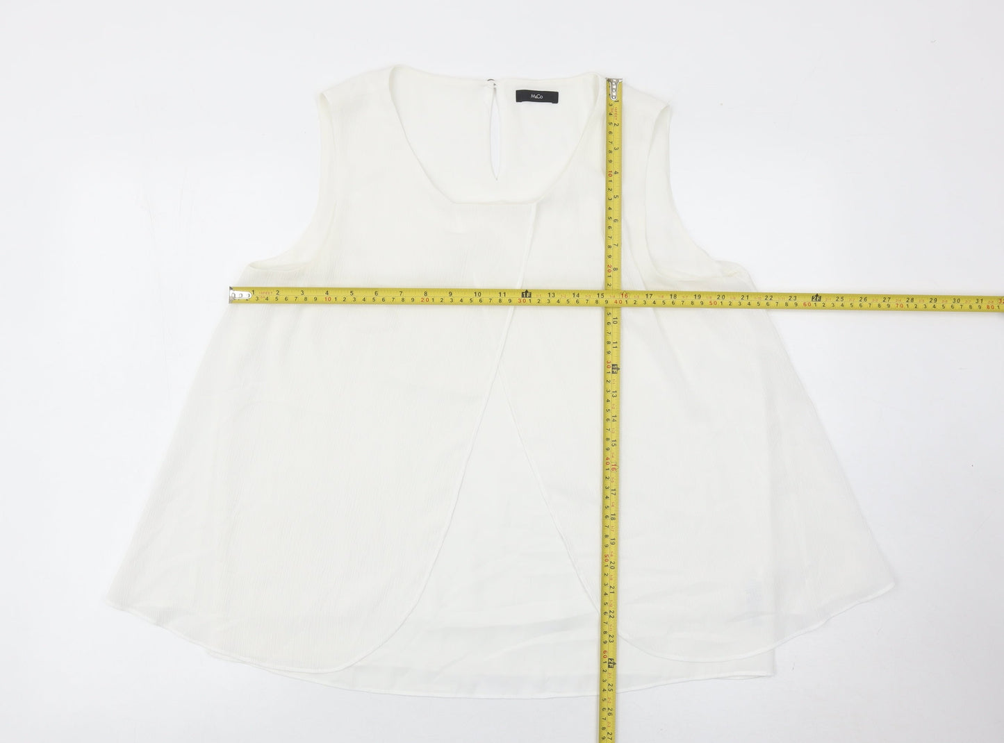 M&Co Women’s Ivory Sleeveless Tunic Blouse Size 14 Polyester