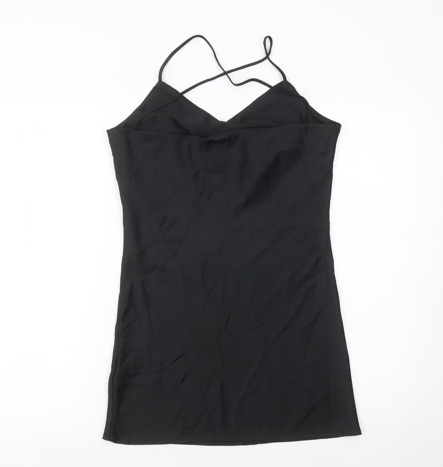 Topshop Women’s Black Slip Dress Size 6 Sleeveless V-Neck Short Length
