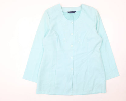 Additional front view of Fashion Extra Women’s Blue Suit Jacket UK 16 Four Button Polyester