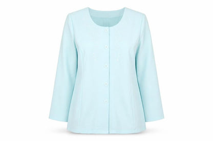 Front view of Fashion Extra Women’s Blue Suit Jacket UK 16 Four Button Polyester