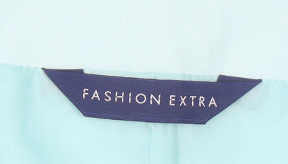 Brand and care label for Fashion Extra Women’s Blue Suit Jacket UK 16 Four Button Polyester