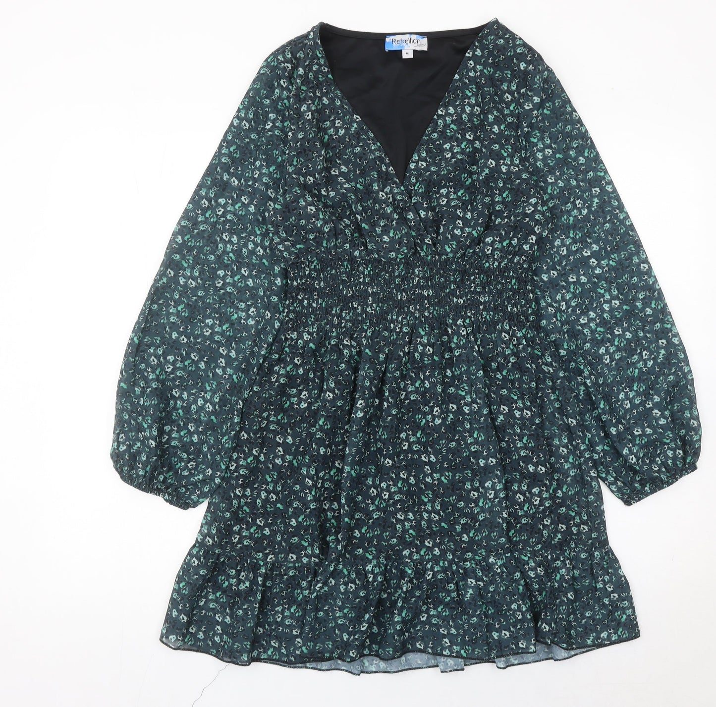 Rebellion Again Women’s Green Floral A-Line Mini Dress M