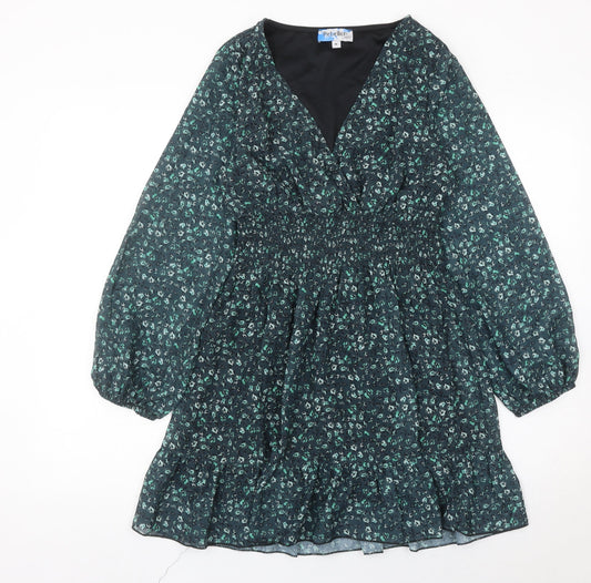 Rebellion Again Women’s Green Floral A-Line Mini Dress M