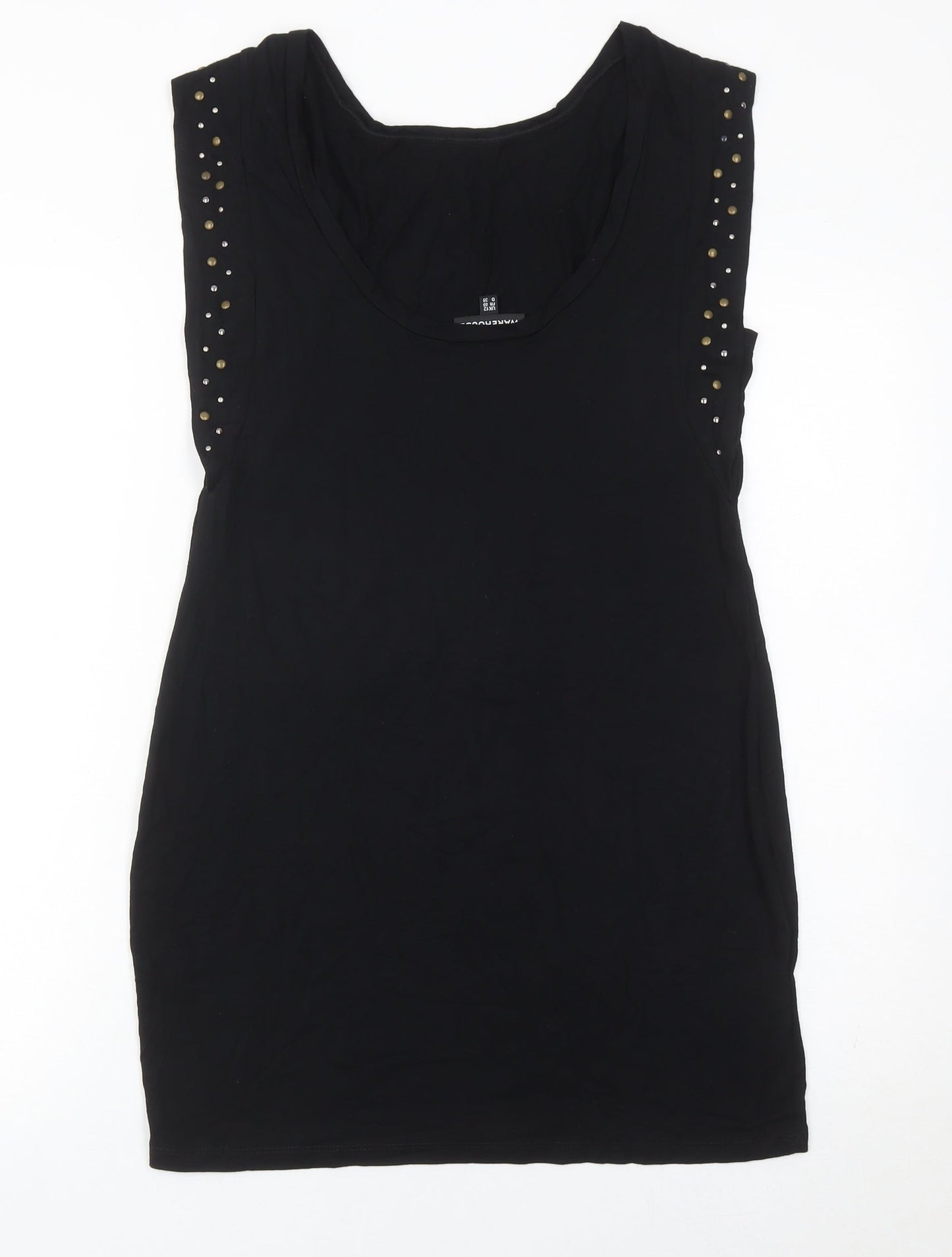 Warehouse Women’s Black Size 12 Bodycon Studded Scoop Neck Dress