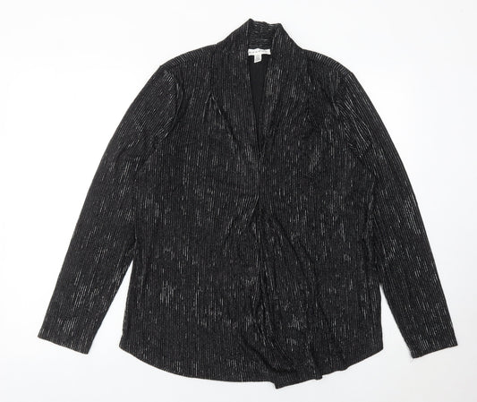 Rio & Rian Womens Black Glitter Long Sleeve Blouse Size L Party Top