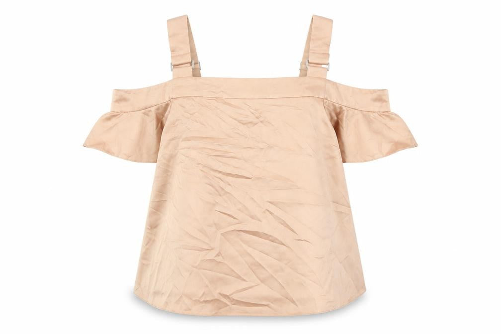 Red Herring Women’s Beige Off Shoulder Ruffle Blouse Size 12