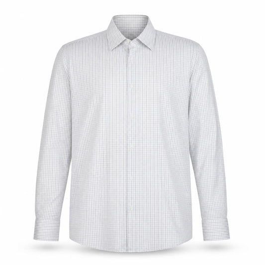 Hugo Boss Men's White Check Long Sleeve Cotton Button-Up Shirt 17/43