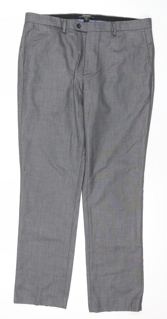 Cedar Wood State Men's Grey 36R Regular Fit Dress Trousers