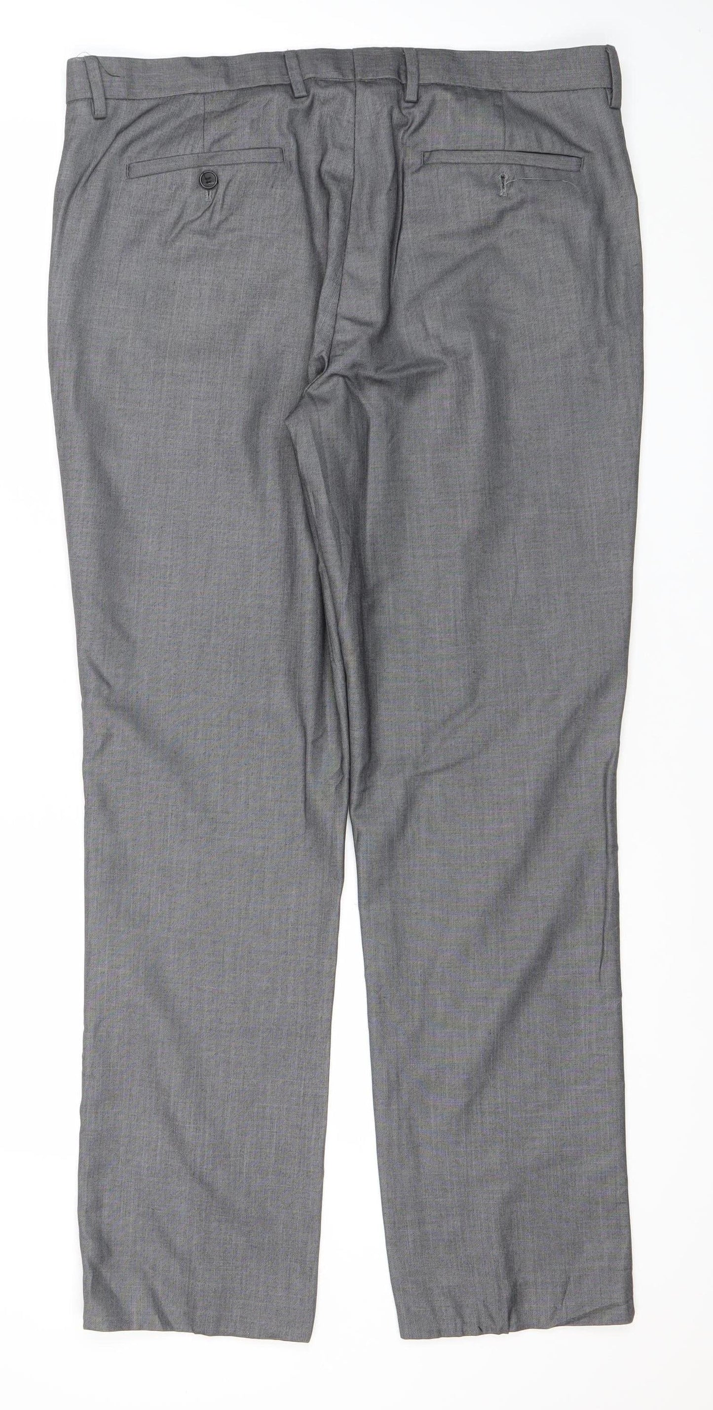 Cedar Wood State Men's Grey 36R Regular Fit Dress Trousers