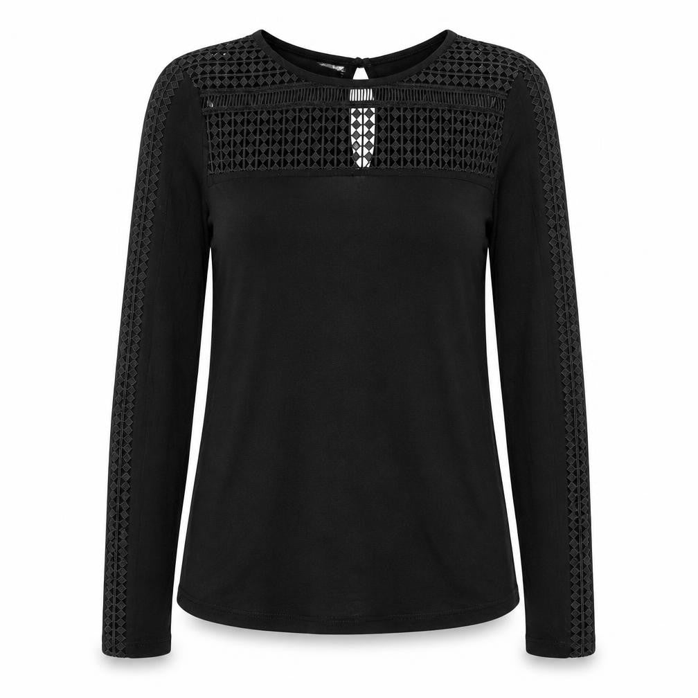 H&M Womens Black Lace Detail Long Sleeve Blouse XS