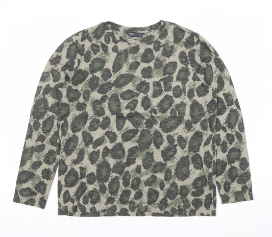 Marks and Spencer Women’s Green Animal Print Cotton Long Sleeve T-Shirt Size 12
