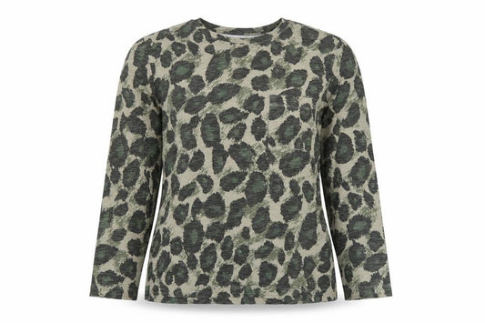 Marks and Spencer Women’s Green Animal Print Cotton Long Sleeve T-Shirt Size 12