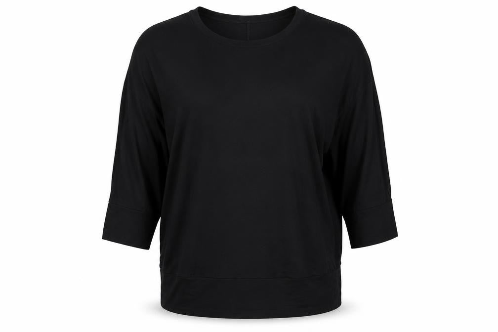 Roman Womens Black Relaxed Fit 3/4 Sleeve Jersey Top XL