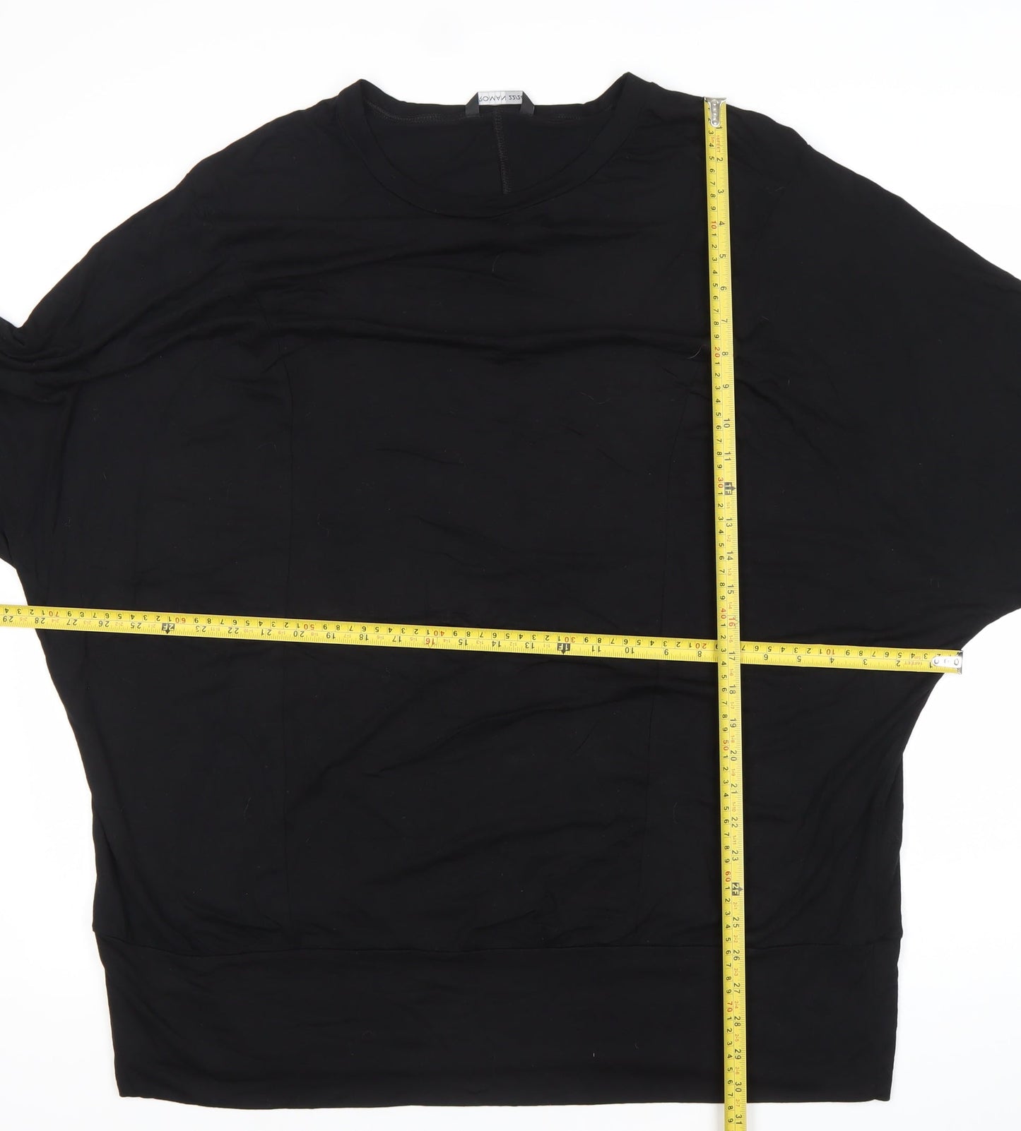 Roman Womens Black Relaxed Fit 3/4 Sleeve Jersey Top XL