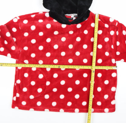 Back view of Disney girls’ minnie mouse red polka dot fleece hoodie 4-5y