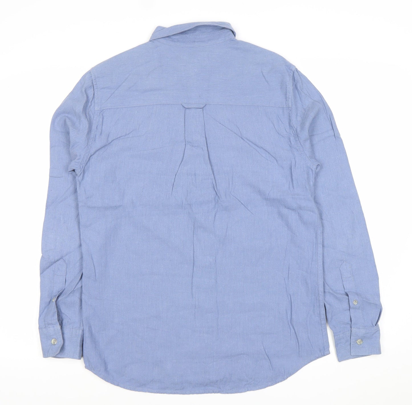 Topman Men’s Blue Cotton Long Sleeve Dress Shirt S Regular Fit