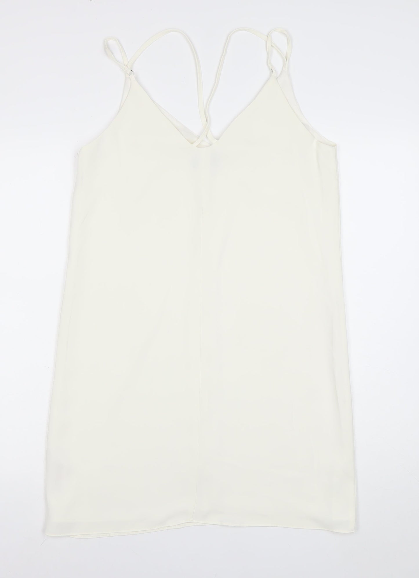 Topshop Women’s Ivory Slip Dress Size 10 V-Neck Strappy