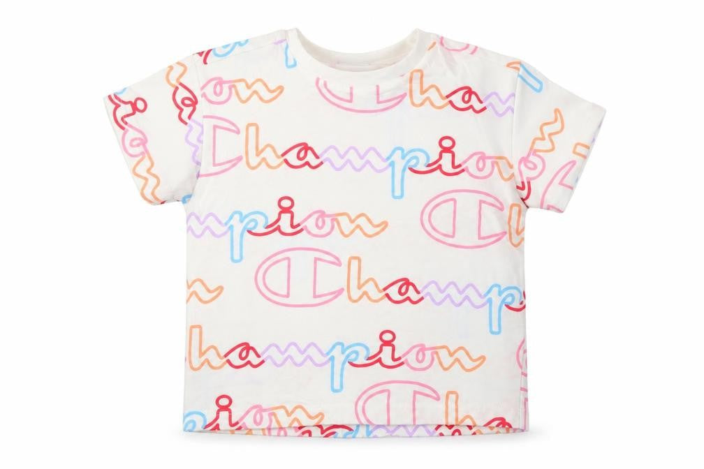 Champion Girls White Graphic Logo T-Shirt Size 12 Years Cotton