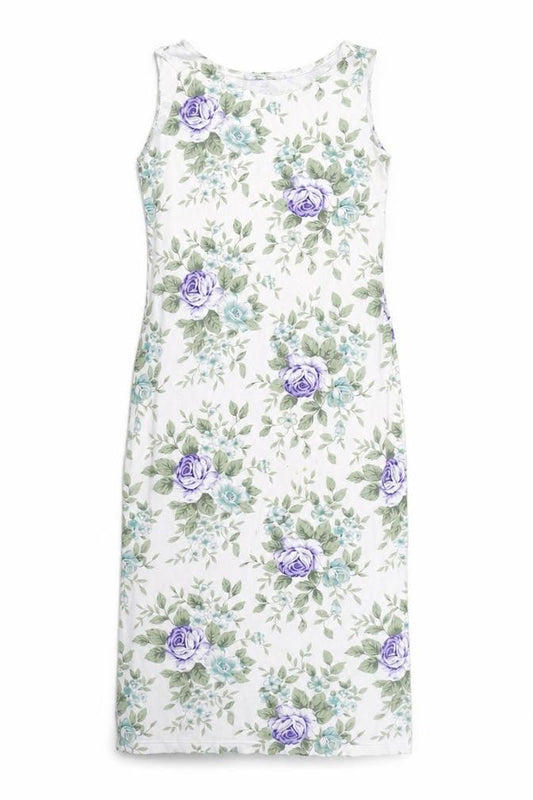 Keren Hart Women’s White Floral Sheath Midi Dress Size S