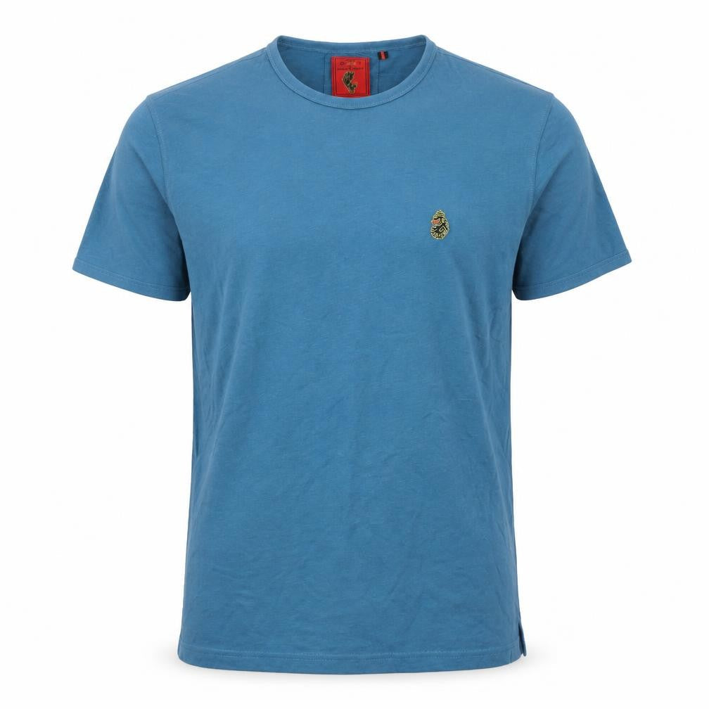 Luke Men’s Blue Cotton Crew Neck T-Shirt Size M Embroidered Logo