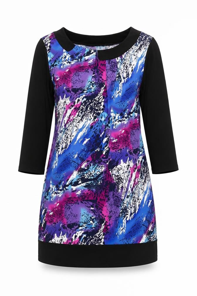 Klass Women’s Multicoloured Tunic Top M 3/4 Sleeve Boat Neck