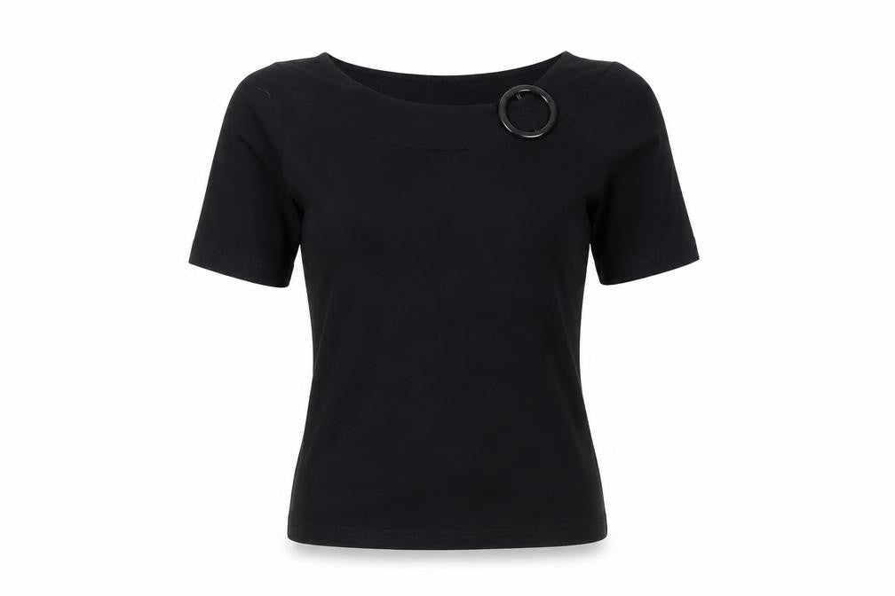 Gerry Weber Women’s Black Size 10 Boat Neck Stretch T-Shirt