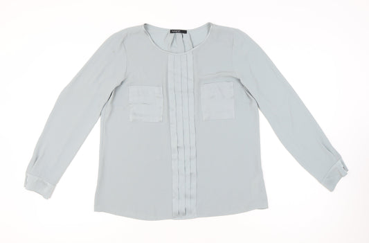 Marks and Spencer Autograph Womens Silver Blouse UK 12 Long Sleeve Workwear
