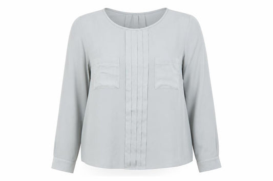 Marks and Spencer Autograph Womens Silver Blouse UK 12 Long Sleeve Workwear