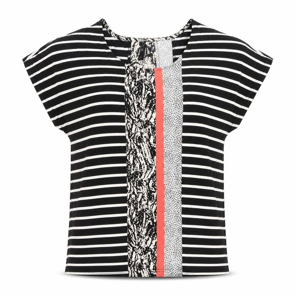 F&F Women’s Black Striped Jersey T-Shirt Size S Short Sleeve