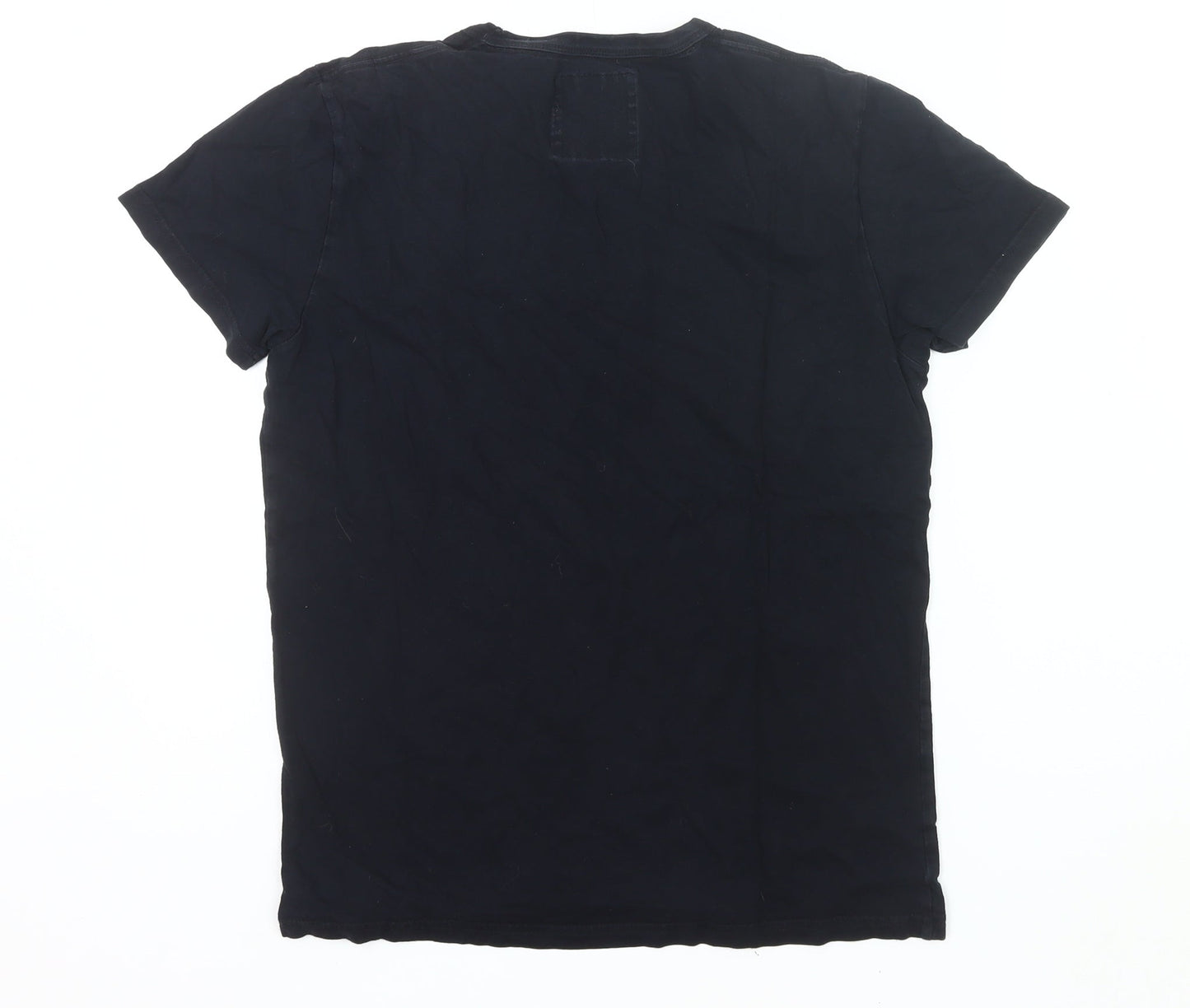 Hollister Men Black S Crew Neck Cotton Logo T-Shirt