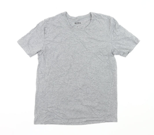 BOSS Mens Grey Cotton Crew Neck Short Sleeve T-Shirt M