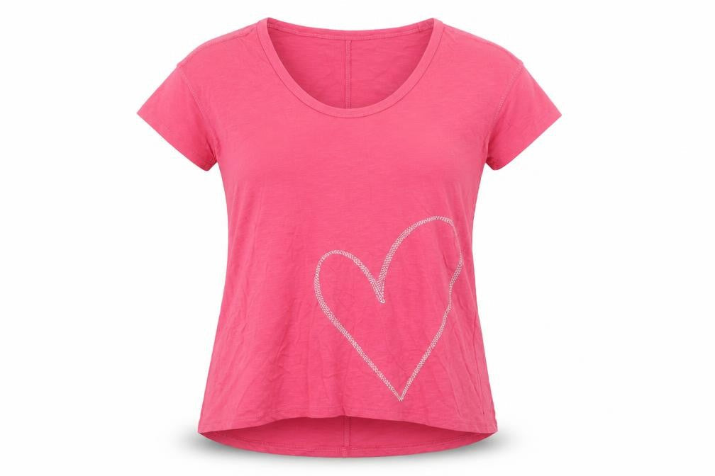 Next Womens Pink T-Shirt UK 6 Plus Scoop Neck Rhinestone Heart