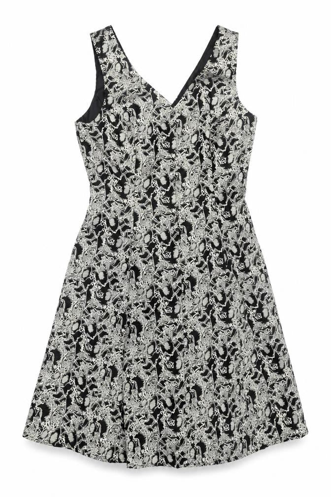 George Womens Black Gold Jacquard A-Line Dress Size 12